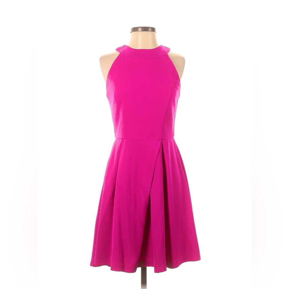 Adelyn Rae Cocktail Fit and Flare Dress Neon Pink Cut Out Back Sz L